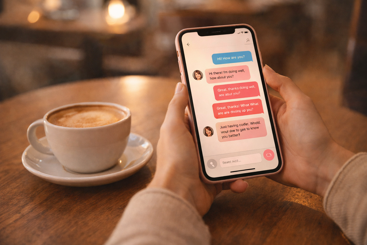 Conversación en café cálido