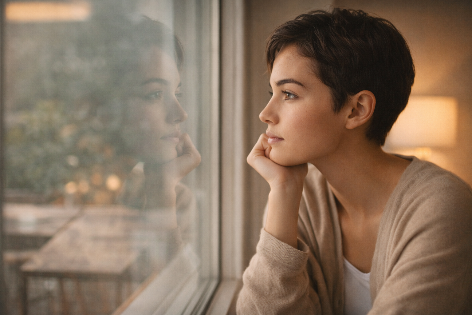 Reflejo en la ventana tranquila