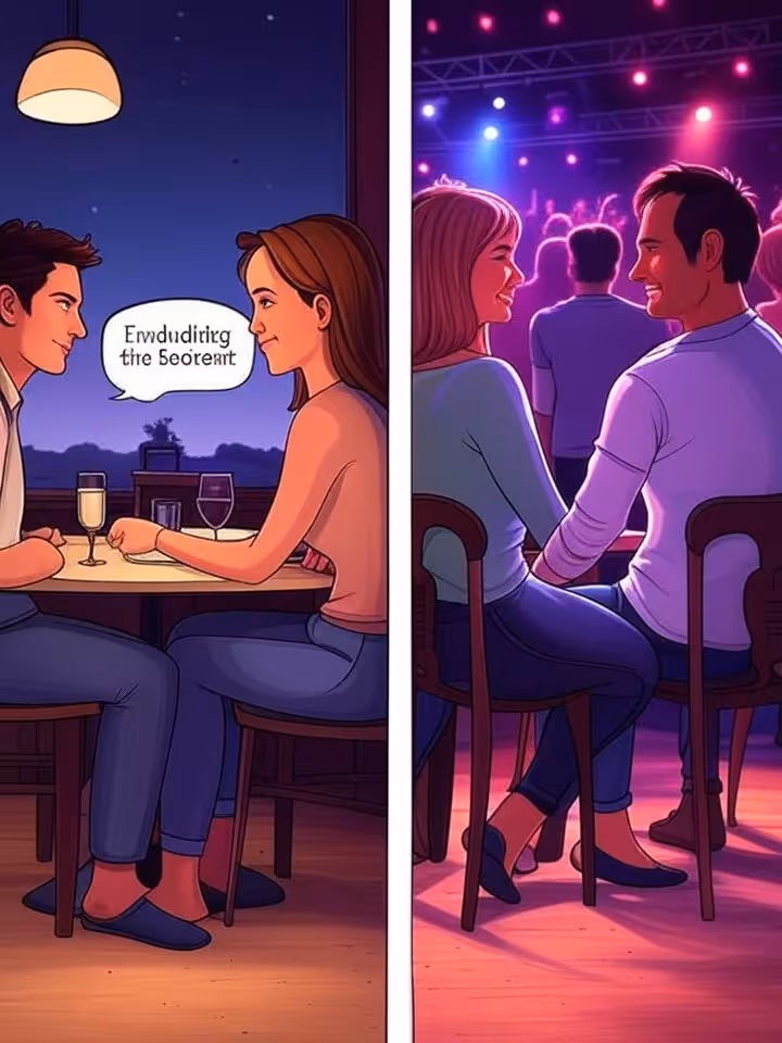 Split screen comparison showing generic boring dating prompts versus creative engaging prompts with 